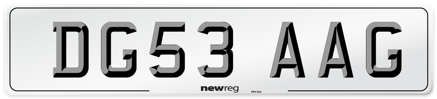 DG53 AAG Number Plate from New Reg